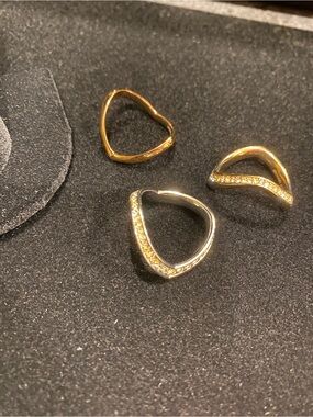 Michael Kors Gold-Tone Pavé Heart Stacking Ring